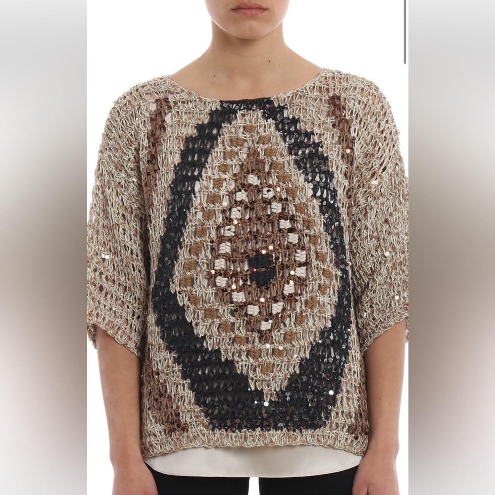 NWT $ 5K Brunello Cucinelli Opera  Dazzling Intarcia Handmade Sweater 2 Pc Sz M